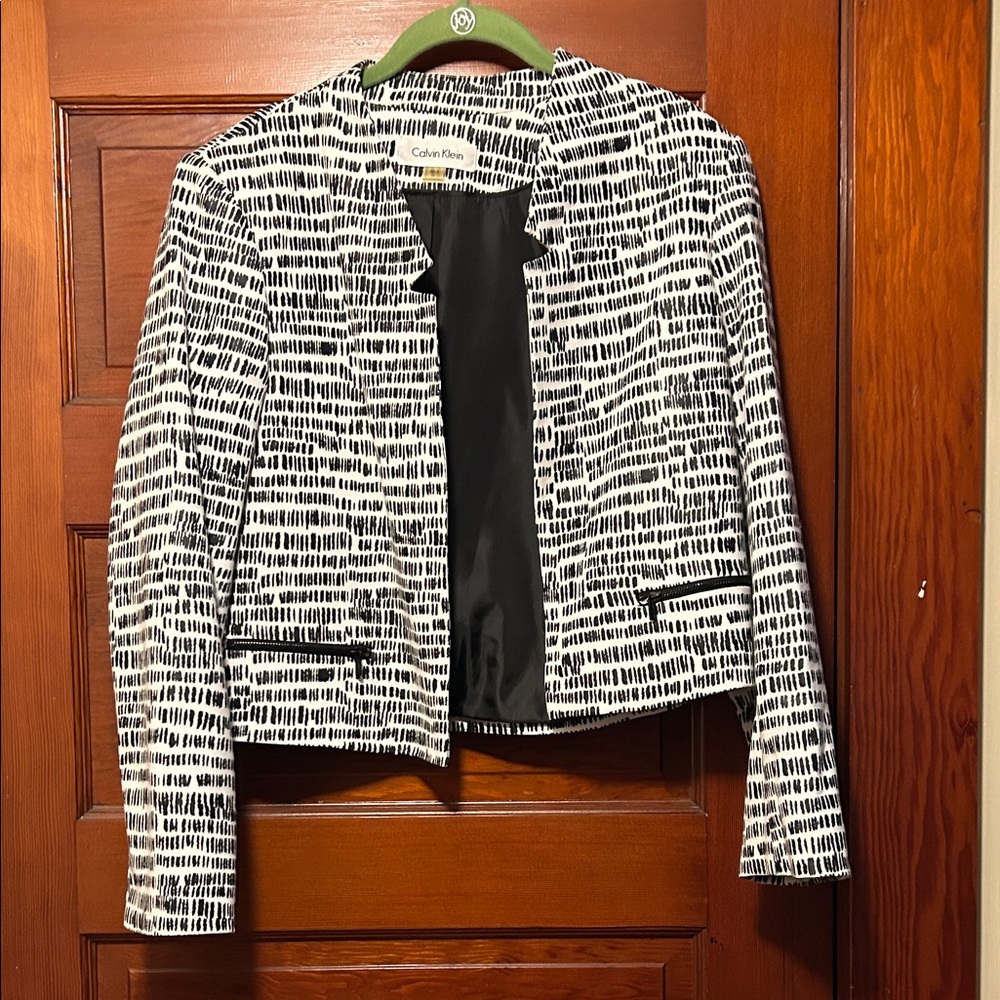Calvin Klein Black and White Patterned Blazer